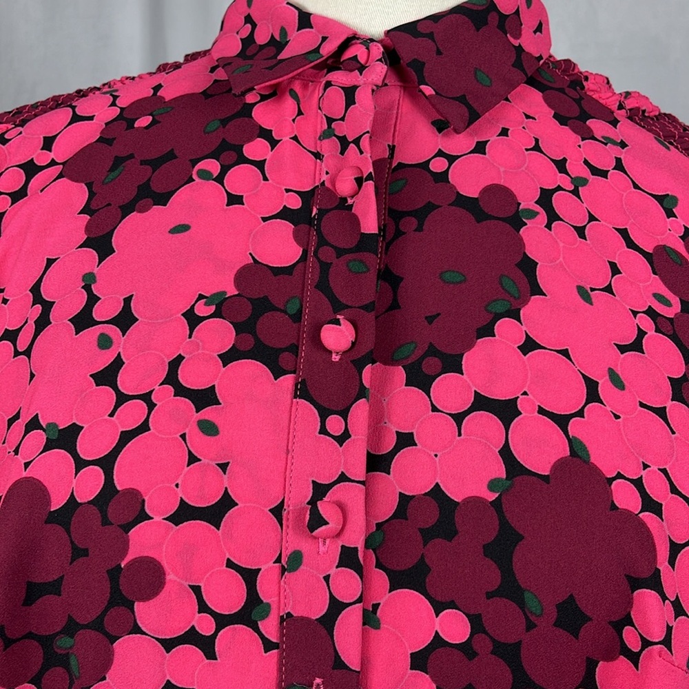 Kate Spade New York Bubble Dot Smocked Dress in Rhubarb Jam. - Picture 8 of 16